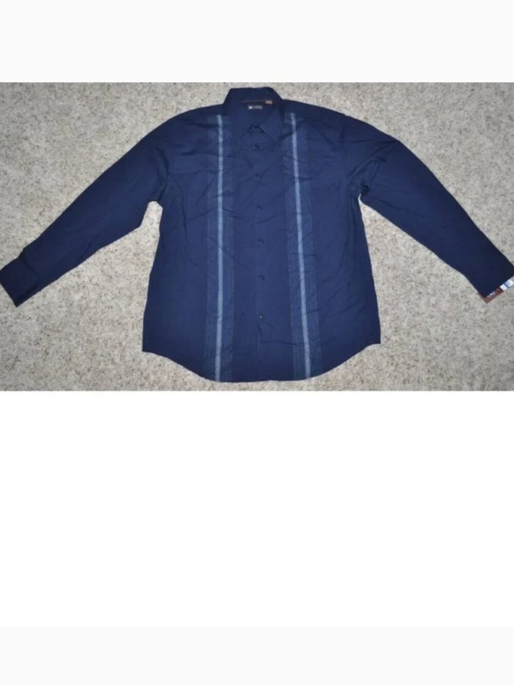 Centro Sport Shirt Mens XL Blue Silver Long Sleeve Button Front Relaxed